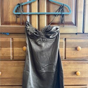 Elegant Brown Satin Dress